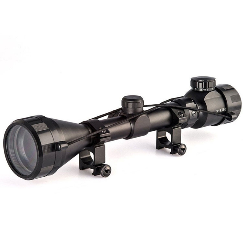 3-9x50, por exemplo, escopo de caça, iluminação rgb tática, retículo, rifle de ar macio