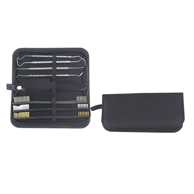 Kit de limpeza de armas 3 escovas utilitárias e 4 ganchos/picaretas de aço inoxidável