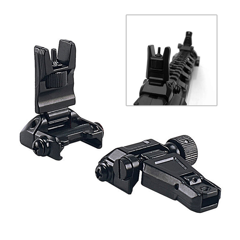 Metal baixo perfil offset flip-up transição rápida back up frente vista traseira conjunto de ferro tático ar15 rifle preto