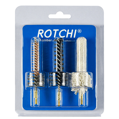 Conjunto de escova de limpeza de câmara de rifle 3 em 1, pacote de blister e cartão. Disponível