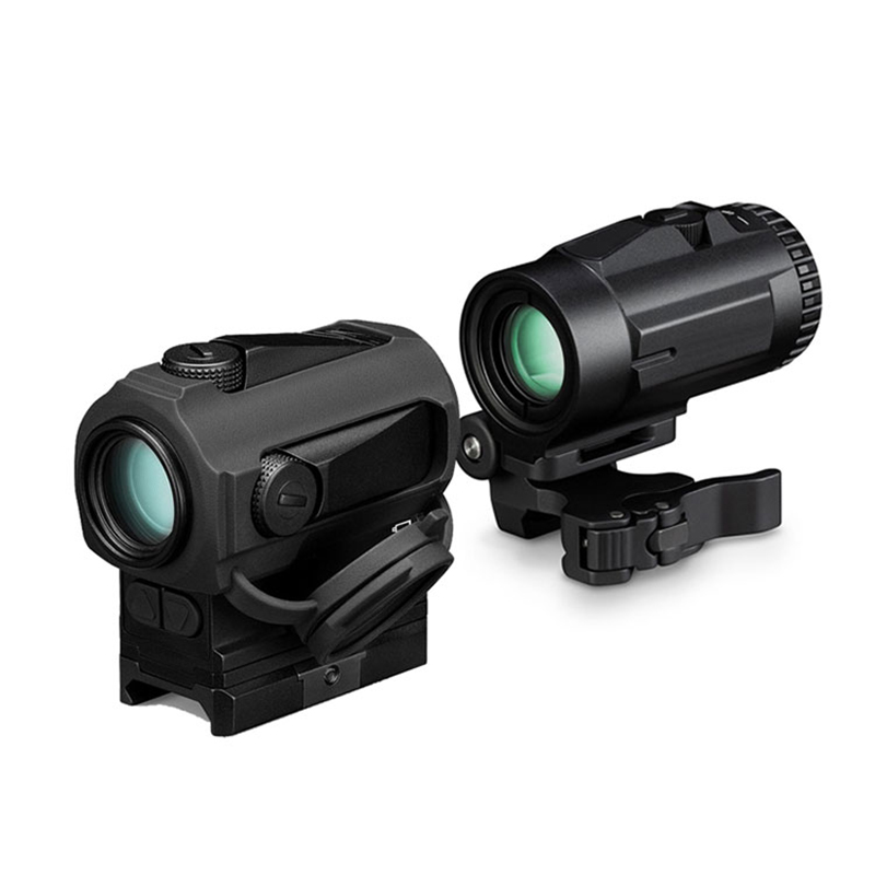 Mira telescópica 3x tática, lupa ótica para caça, mira de ponto vermelho com montagem qd para trilho de arma de rifle de 20mm