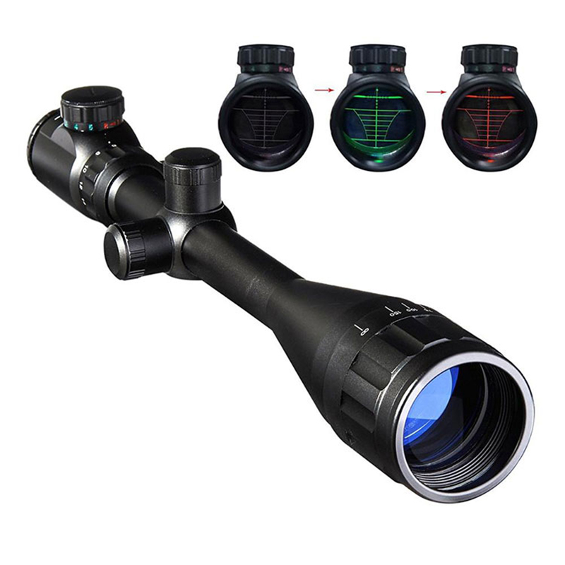 Escopo de caça tático vermelho verde ponto iluminado retículo 6-24x50 riflescope telescópio pistola de ar sniper rifle escopo caça