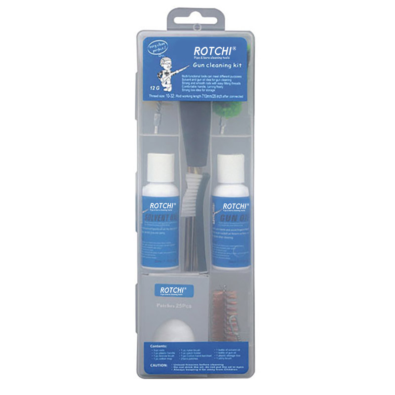 Kit de limpeza de pistola de ar comprimido de caixa transparente com garrafa de óleo