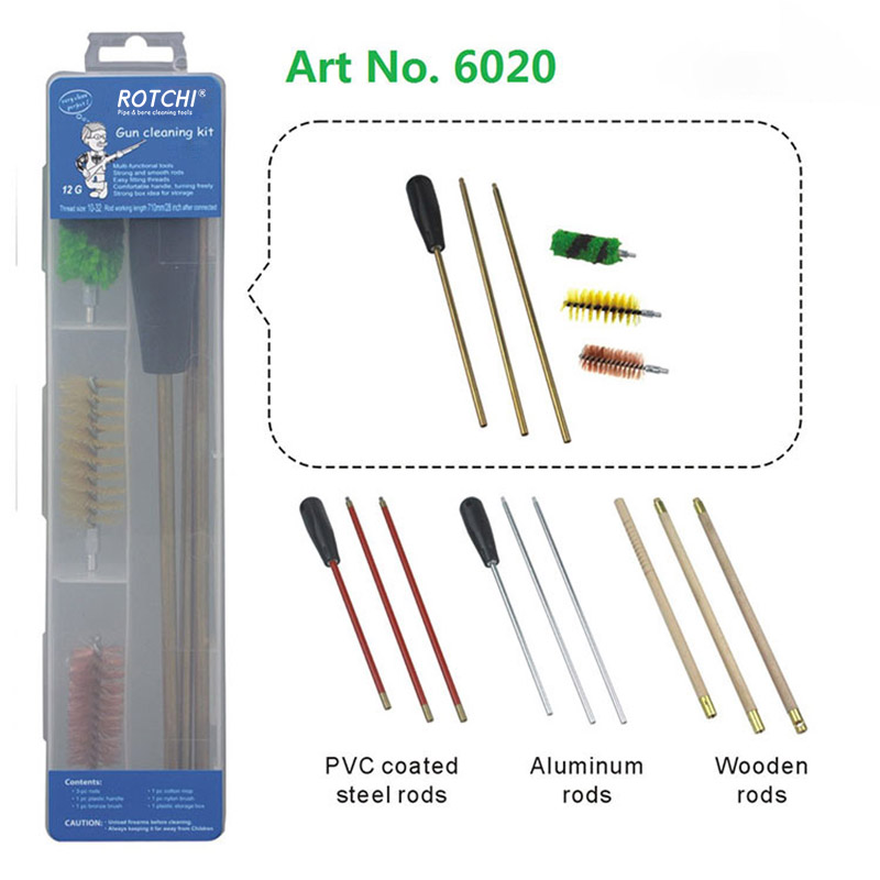 Kit de limpeza de arma de caixa de plástico transparente para espingarda