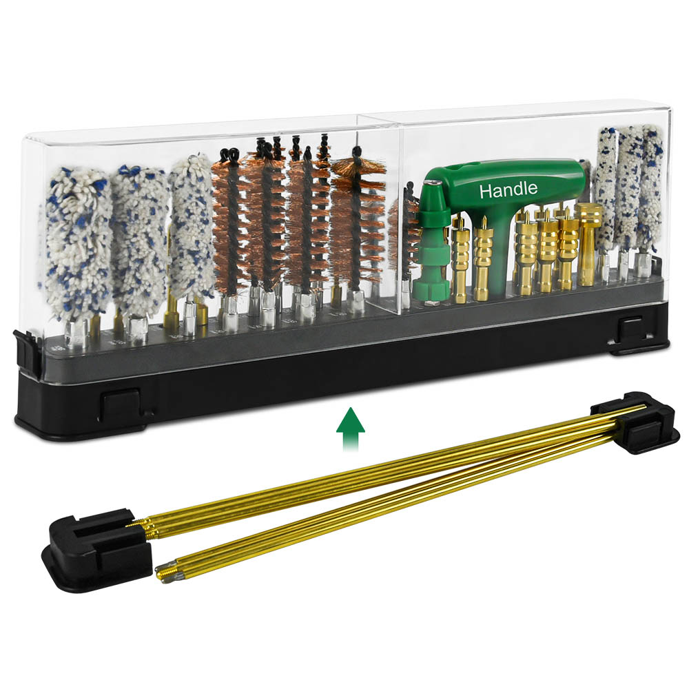 Kit universal de limpeza de armas, acessórios profissionais, suprimentos universais para todas as armas, kit de limpeza com invólucro de plástico transparente